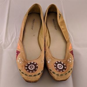 Gold Embroidered Flats with sequins